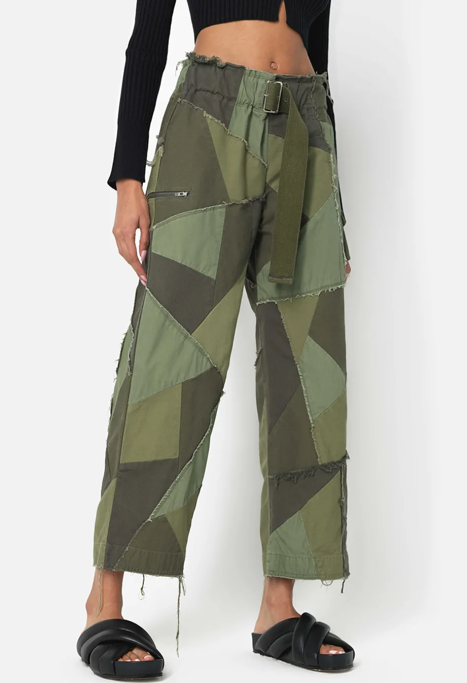 Belted Patchwork Pant