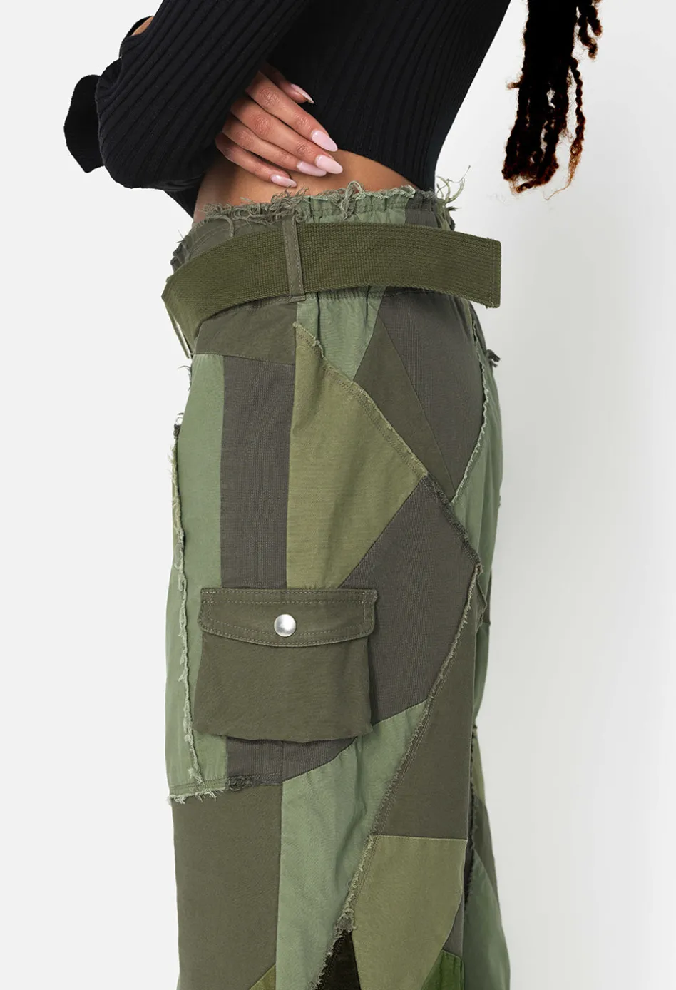 Belted Patchwork Pant