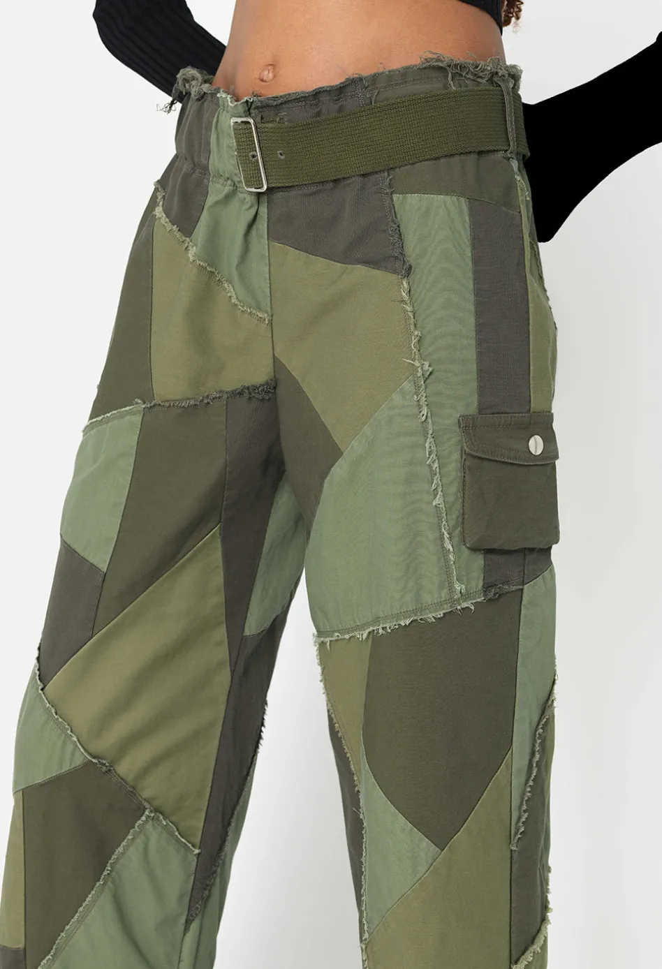 Belted Patchwork Pant