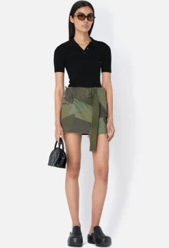Belted Patchwork Skirt