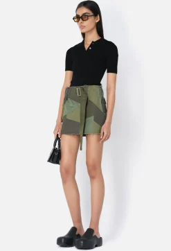 Belted Patchwork Skirt
