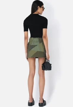 Belted Patchwork Skirt