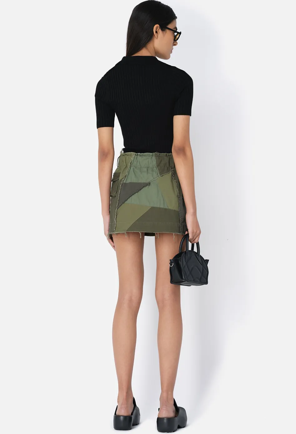 Belted Patchwork Skirt