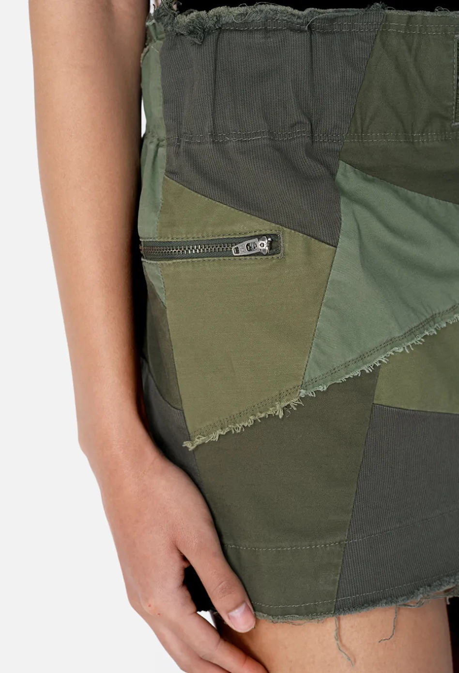 Belted Patchwork Skirt