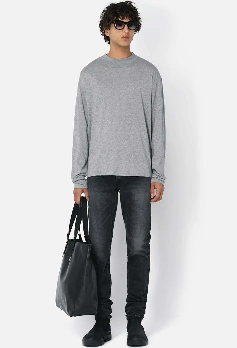 Cotton Cashmere Mock Neck