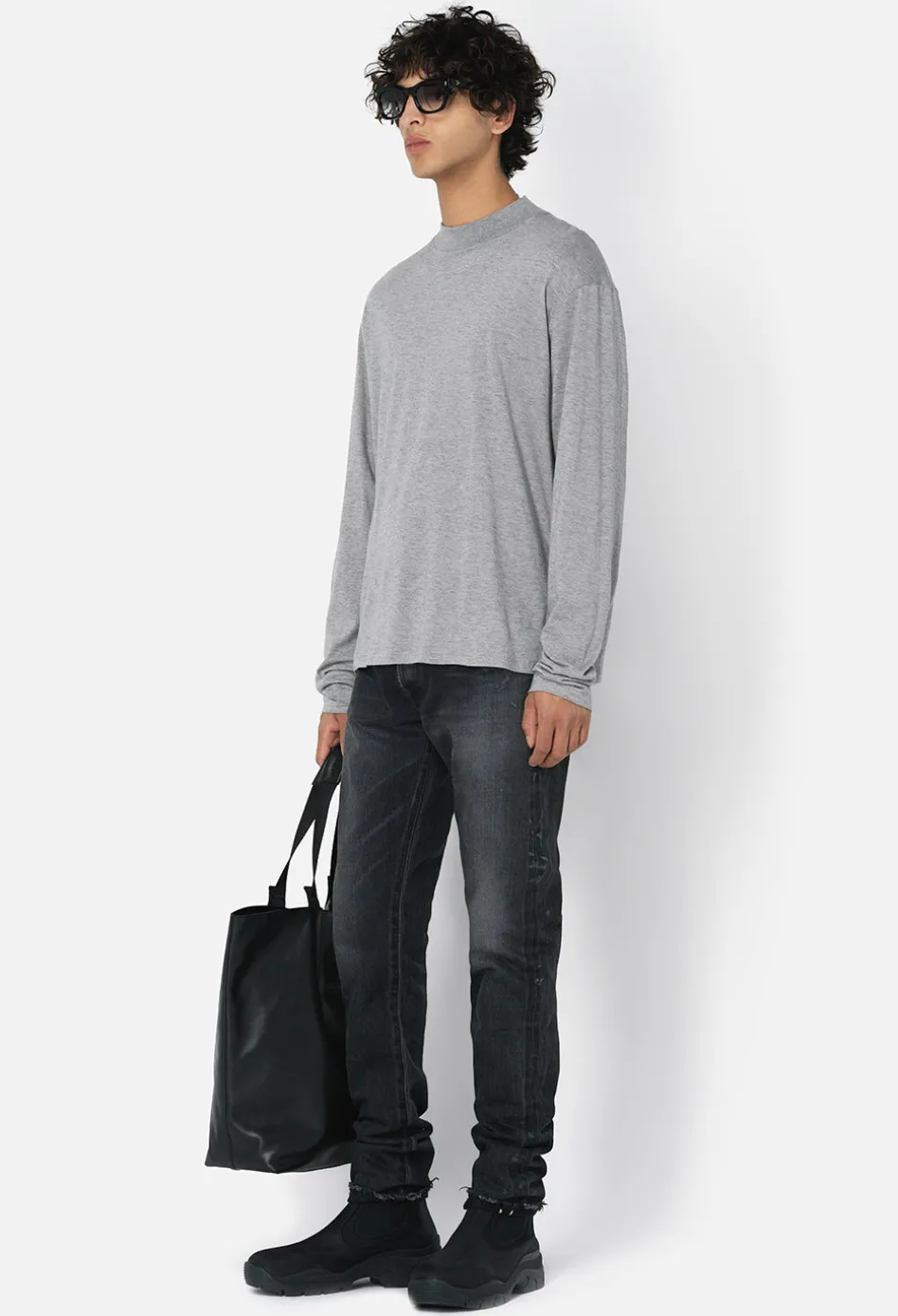 Cotton Cashmere Mock Neck