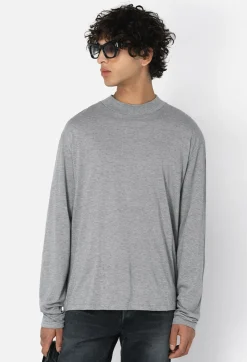 Cotton Cashmere Mock Neck