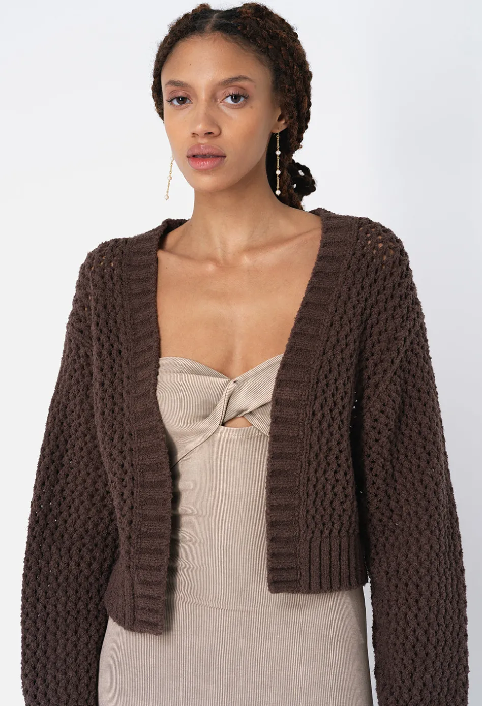 Foam Boucle Cropped Cardigan