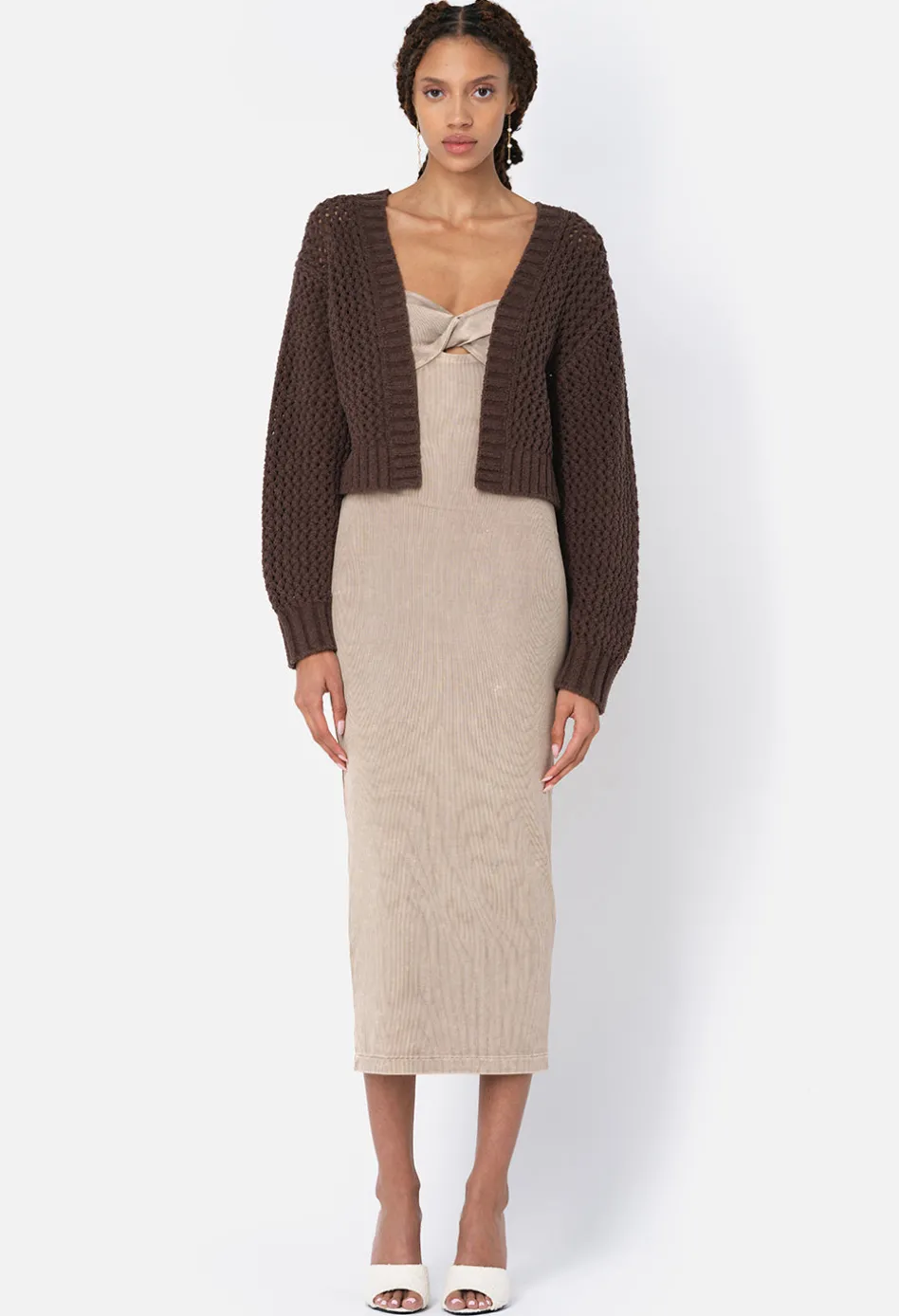 Foam Boucle Cropped Cardigan