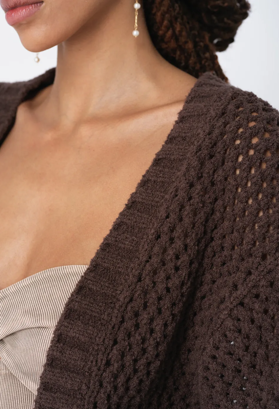 Foam Boucle Cropped Cardigan