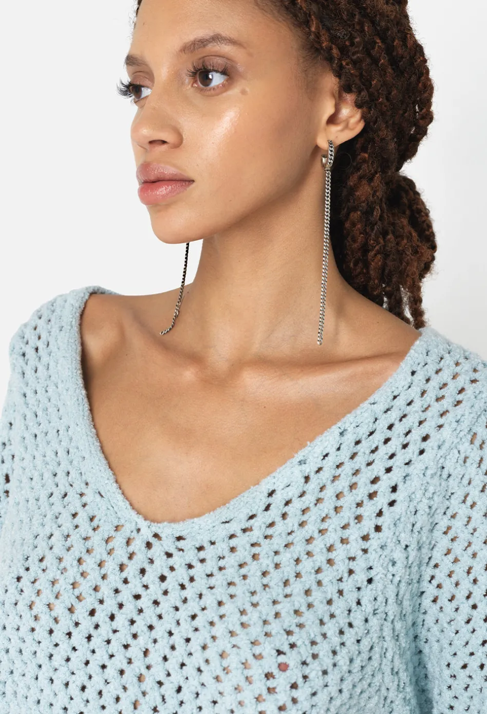 Foam Boucle Cropped Sweater