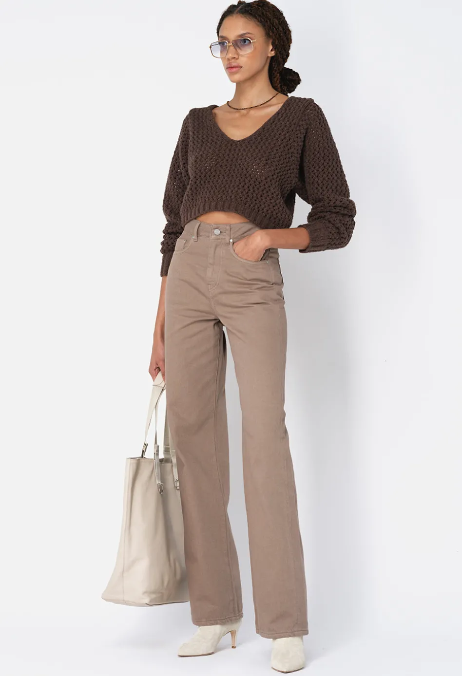 Foam Boucle Cropped Sweater