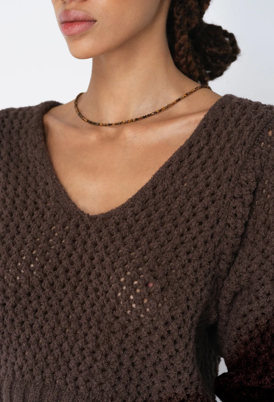 Foam Boucle Cropped Sweater