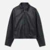 Leather Cropped Zip Jacket