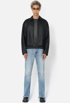 Leather Cropped Zip Jacket
