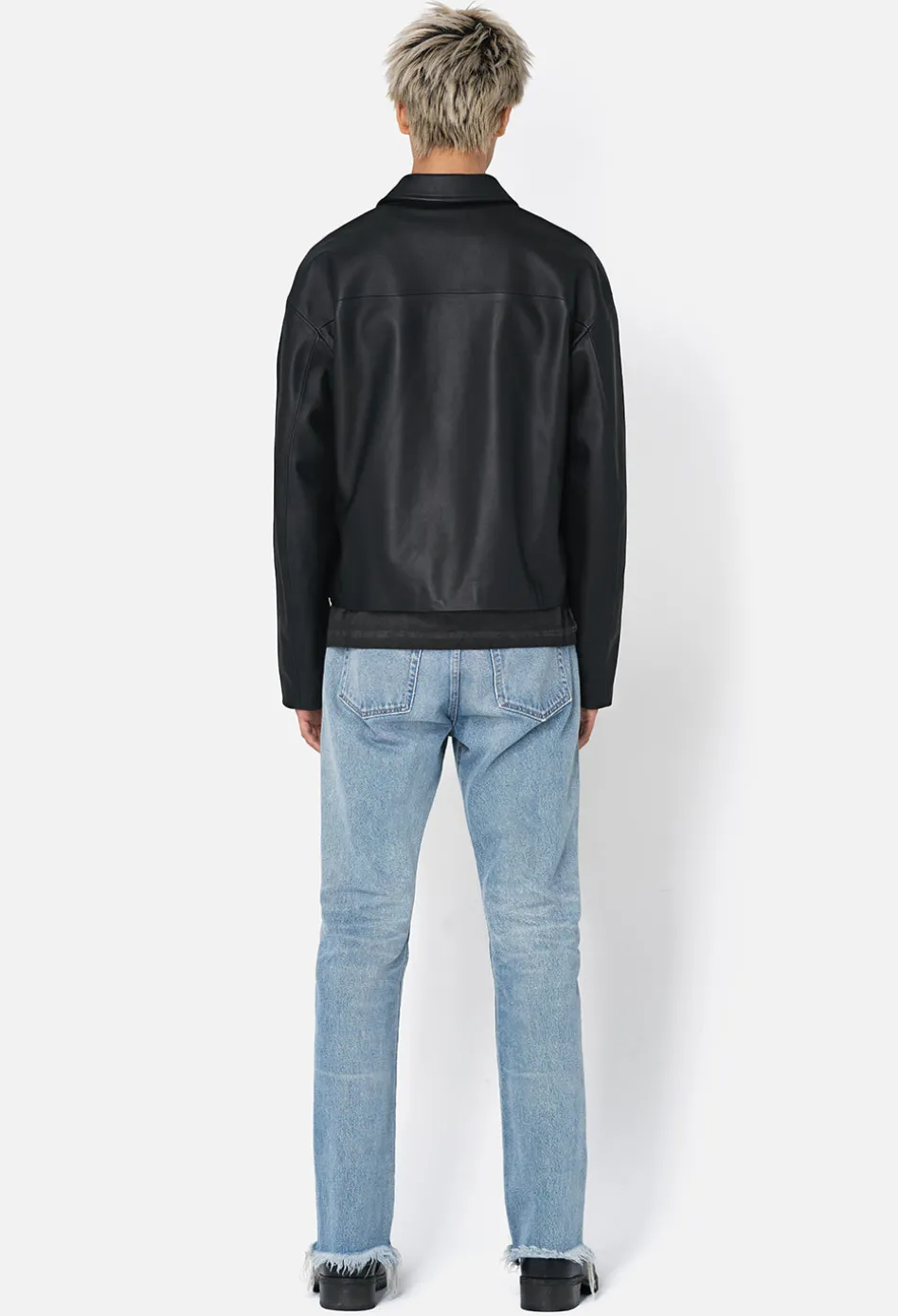 Leather Cropped Zip Jacket