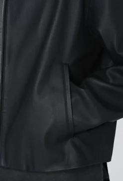 Leather Cropped Zip Jacket