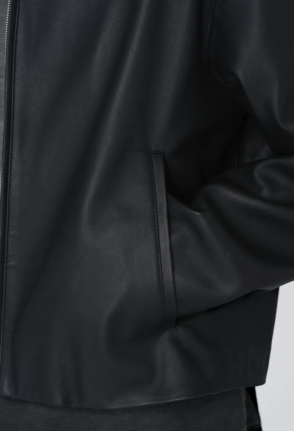 Leather Cropped Zip Jacket