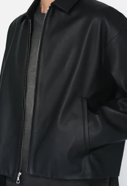 Leather Cropped Zip Jacket