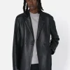 Leather Double Breasted Blazer
