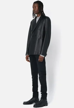Leather Double Breasted Blazer