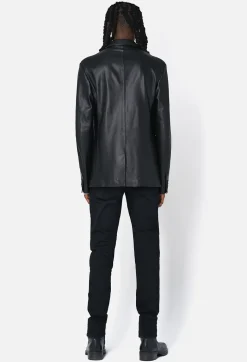 Leather Double Breasted Blazer