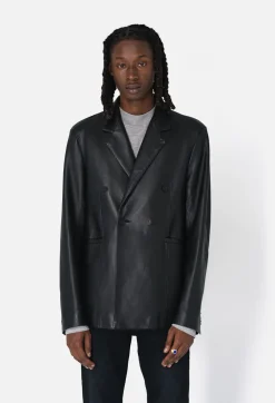 Leather Double Breasted Blazer