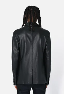 Leather Double Breasted Blazer