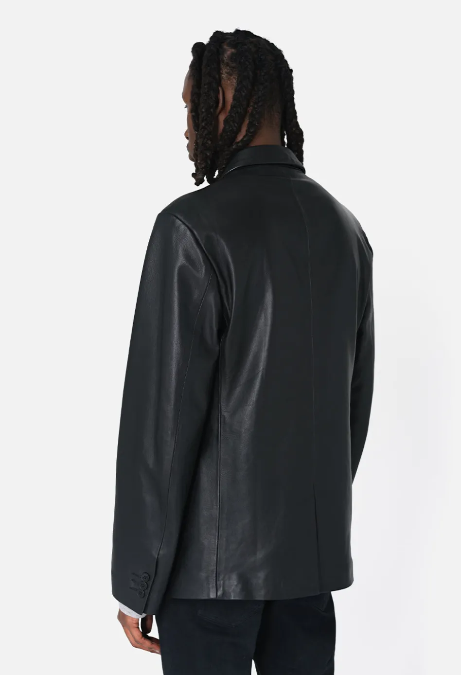 Leather Double Breasted Blazer