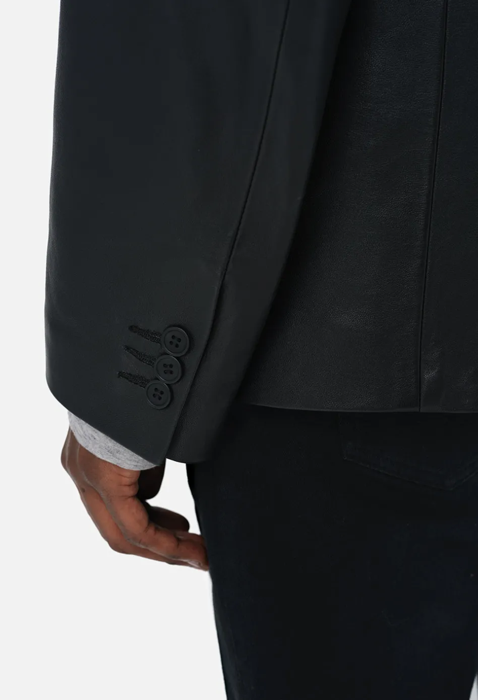 Leather Double Breasted Blazer