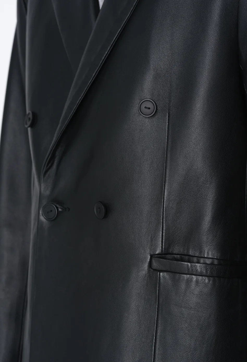Leather Double Breasted Blazer