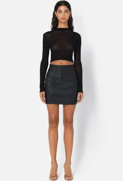 Leather High Rise Mini Skirt