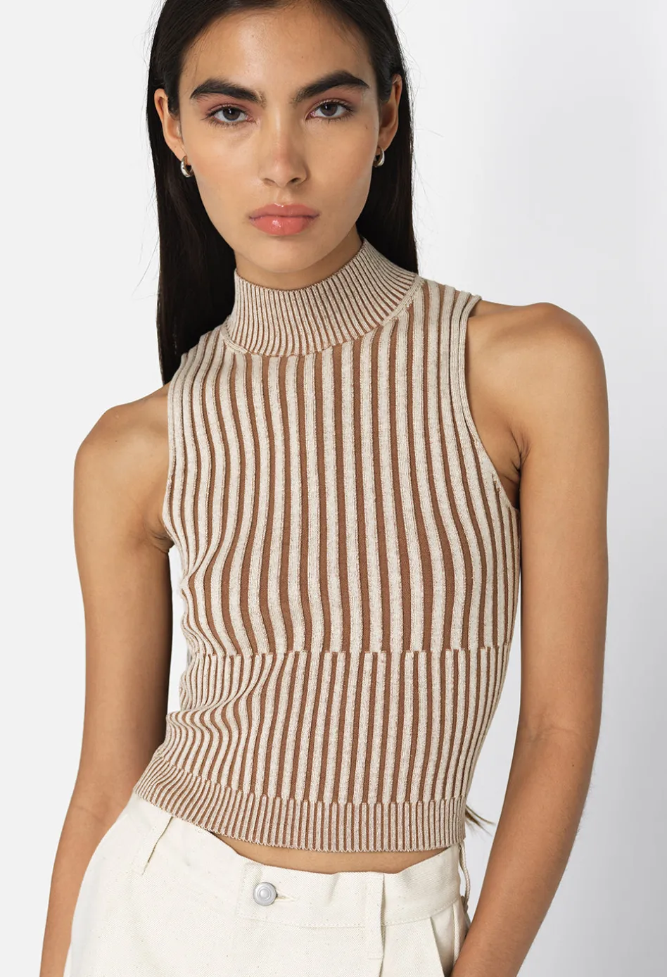 Piper Silk Rib Mock Neck Top