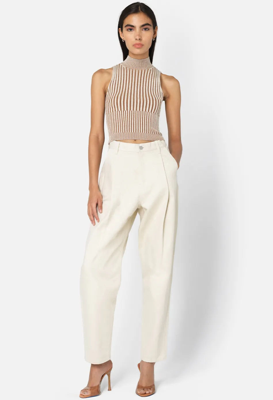 Piper Silk Rib Mock Neck Top