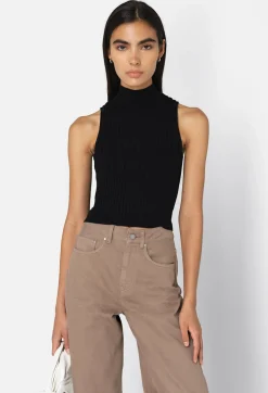 Piper Silk Rib Mock Neck Top