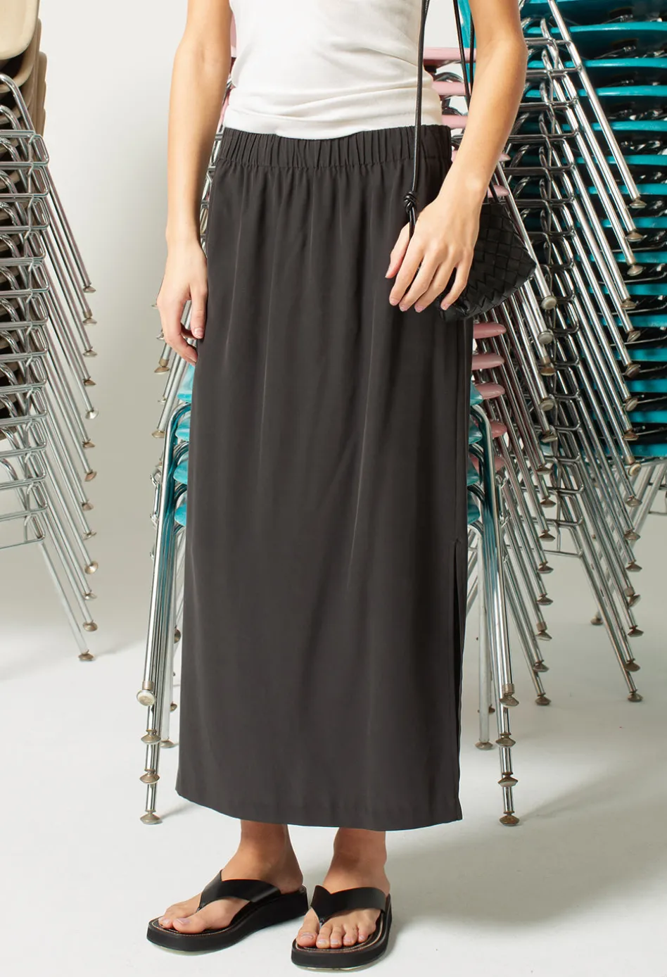 Silk Midi Slip Skirt