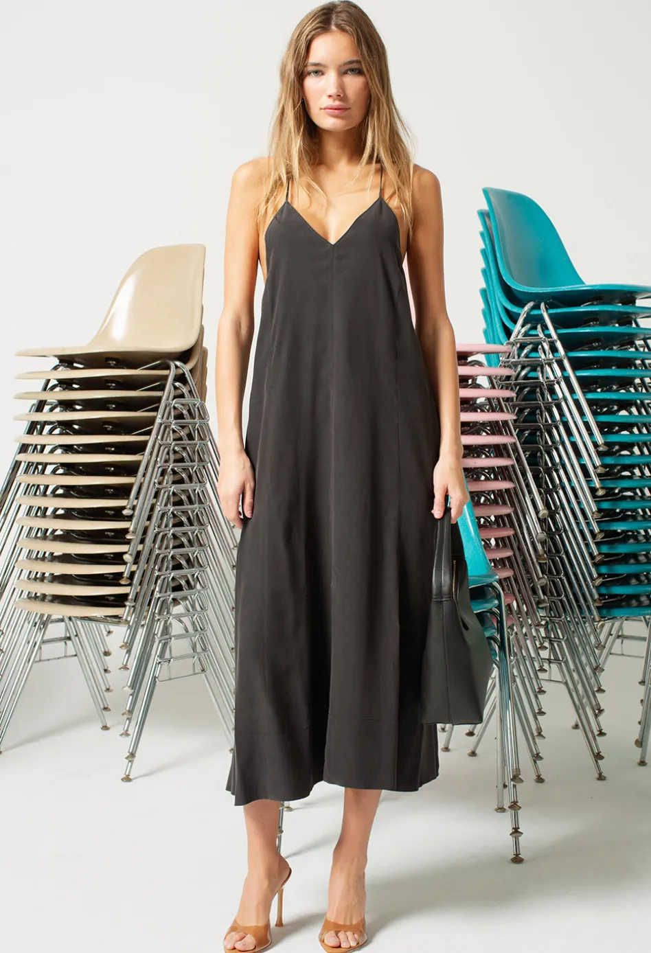 Silk Racerback Midi Dress