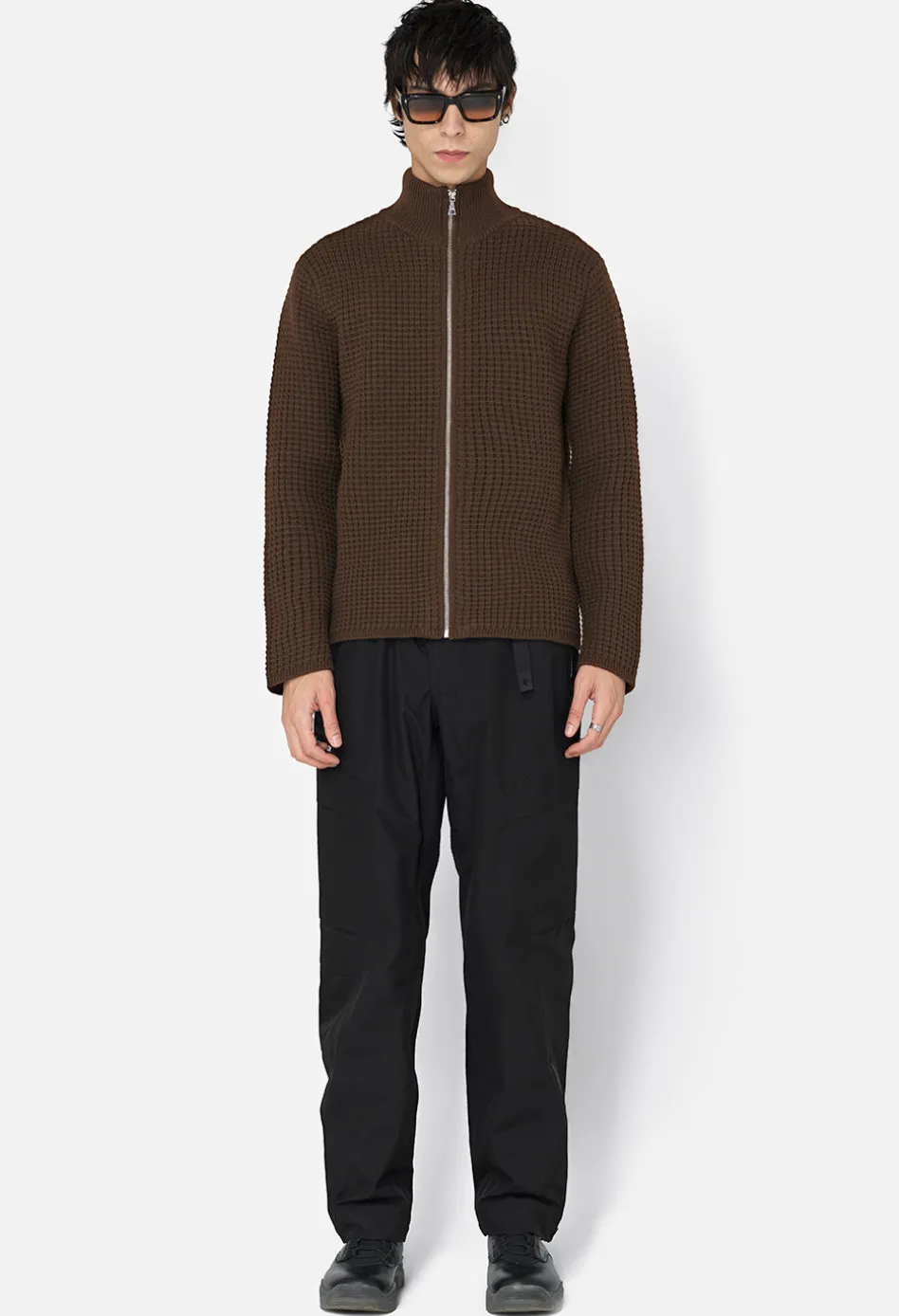Wool Waffle Knit Full-Zip