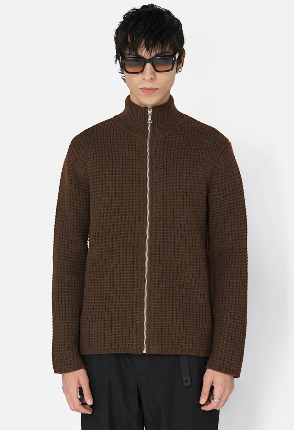 Wool Waffle Knit Full-Zip