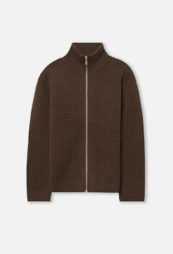 Wool Waffle Knit Full-Zip