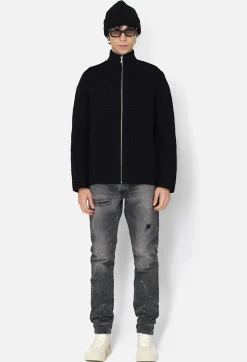 Wool Waffle Knit Full-Zip