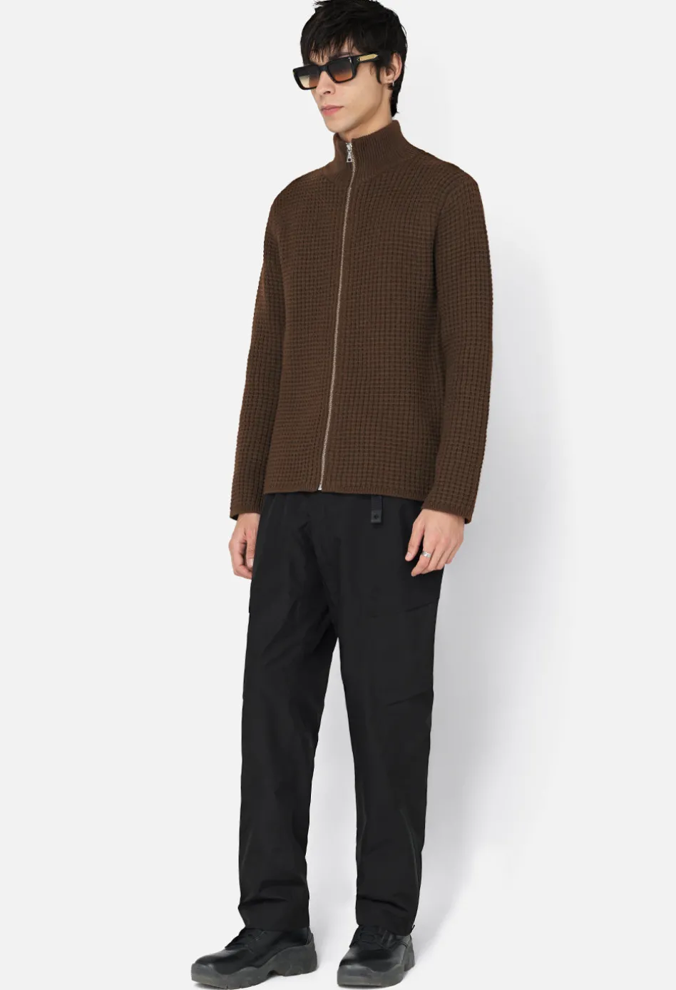 Wool Waffle Knit Full-Zip