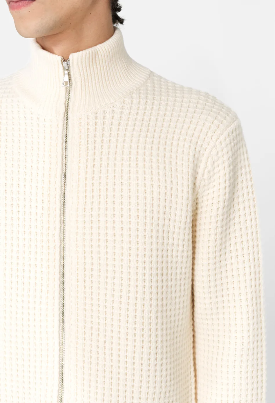 Wool Waffle Knit Full-Zip