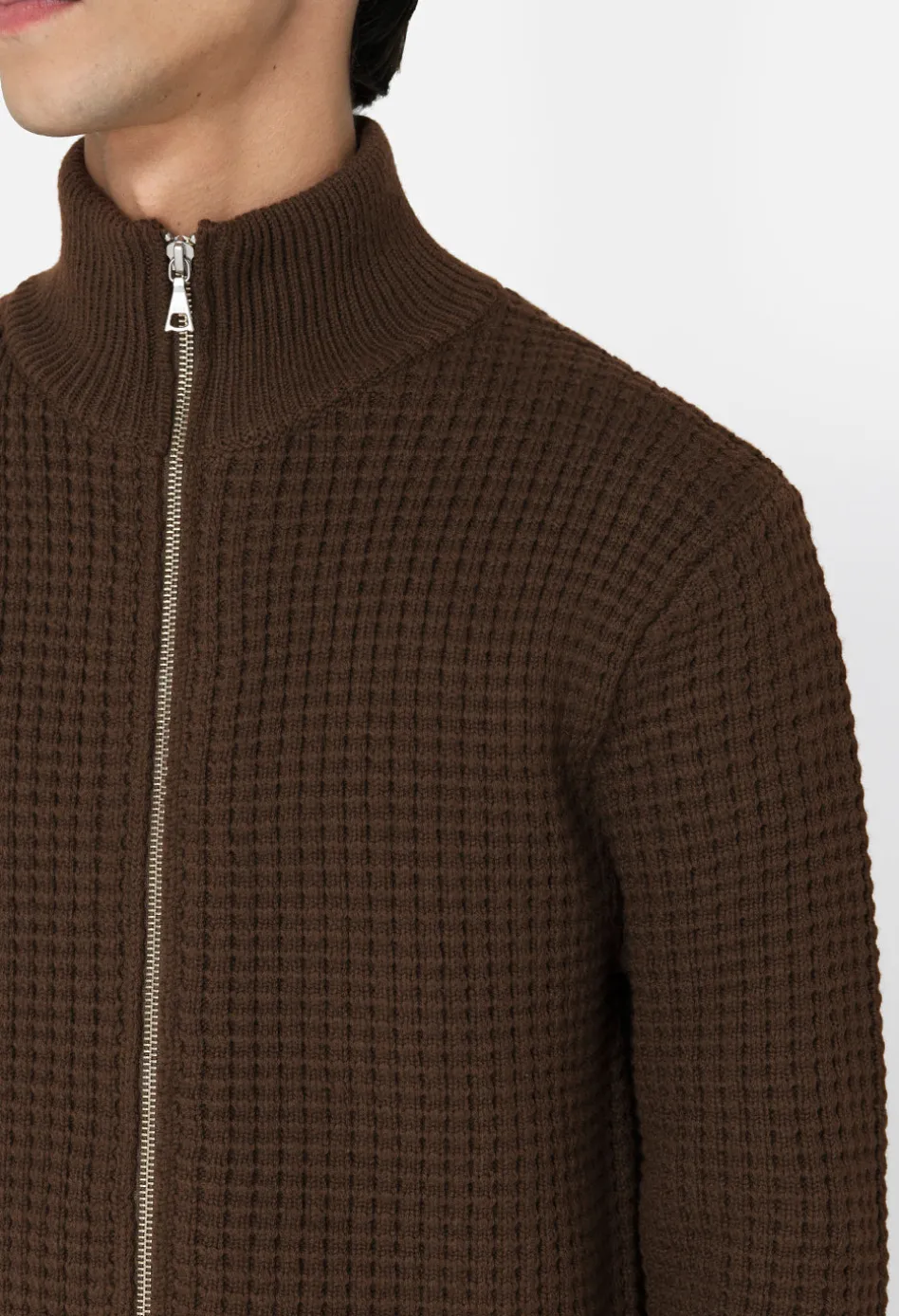 Wool Waffle Knit Full-Zip