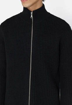 Wool Waffle Knit Full-Zip