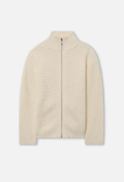 Wool Waffle Knit Full-Zip